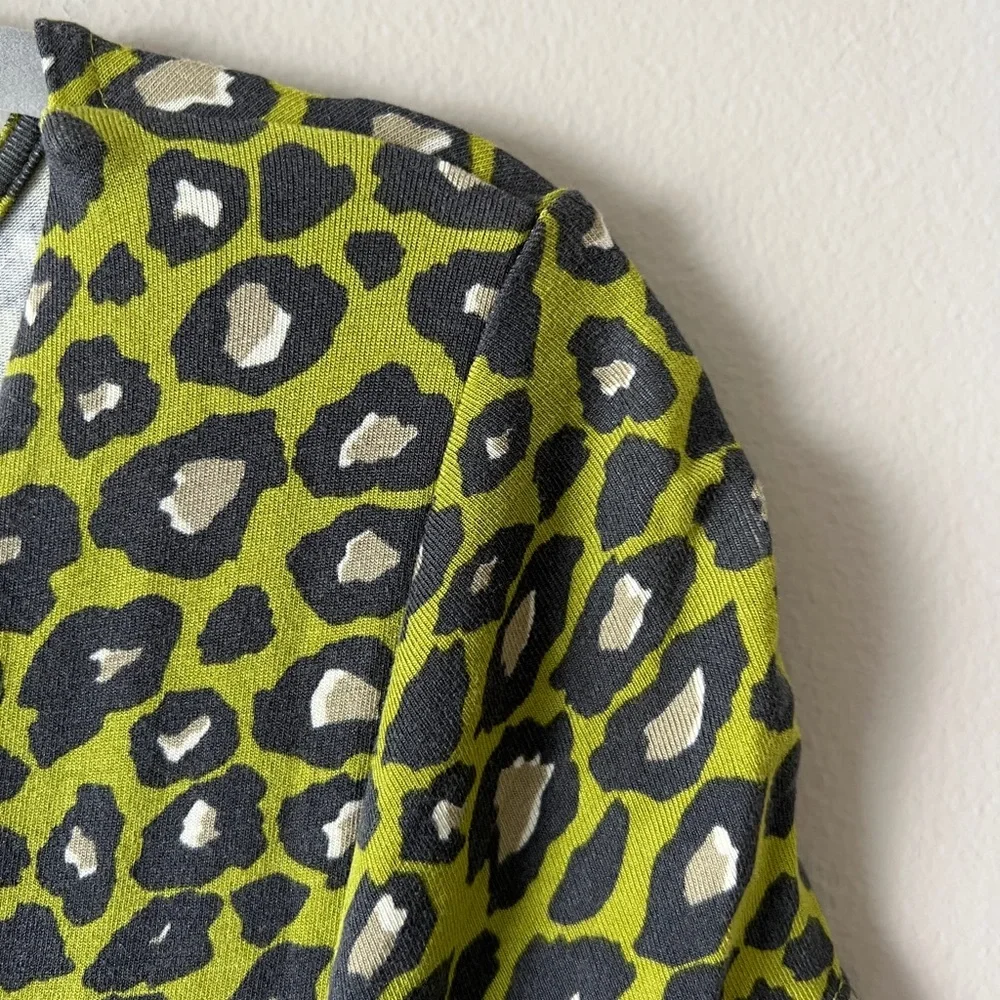 Boden Lime Green Black Leopard Print Midi Dress